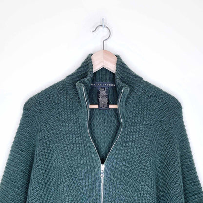 ralph lauren black label chunky ribbed knit wool-cashmere-silk cape - size xs/sm