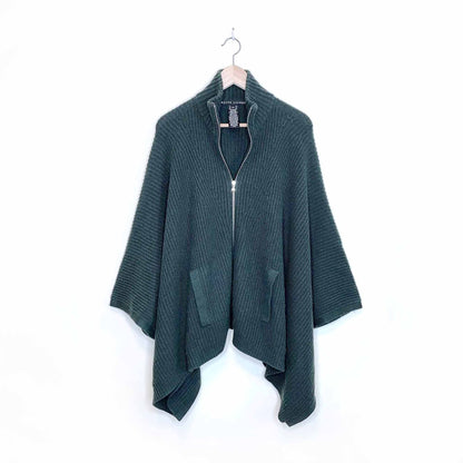 ralph lauren black label chunky ribbed knit wool-cashmere-silk cape - size xs/sm