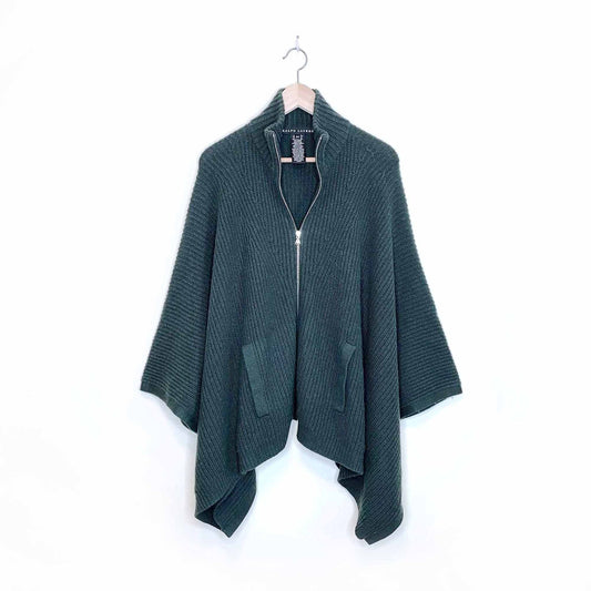 ralph lauren black label chunky ribbed knit wool-cashmere-silk cape - size xs/sm