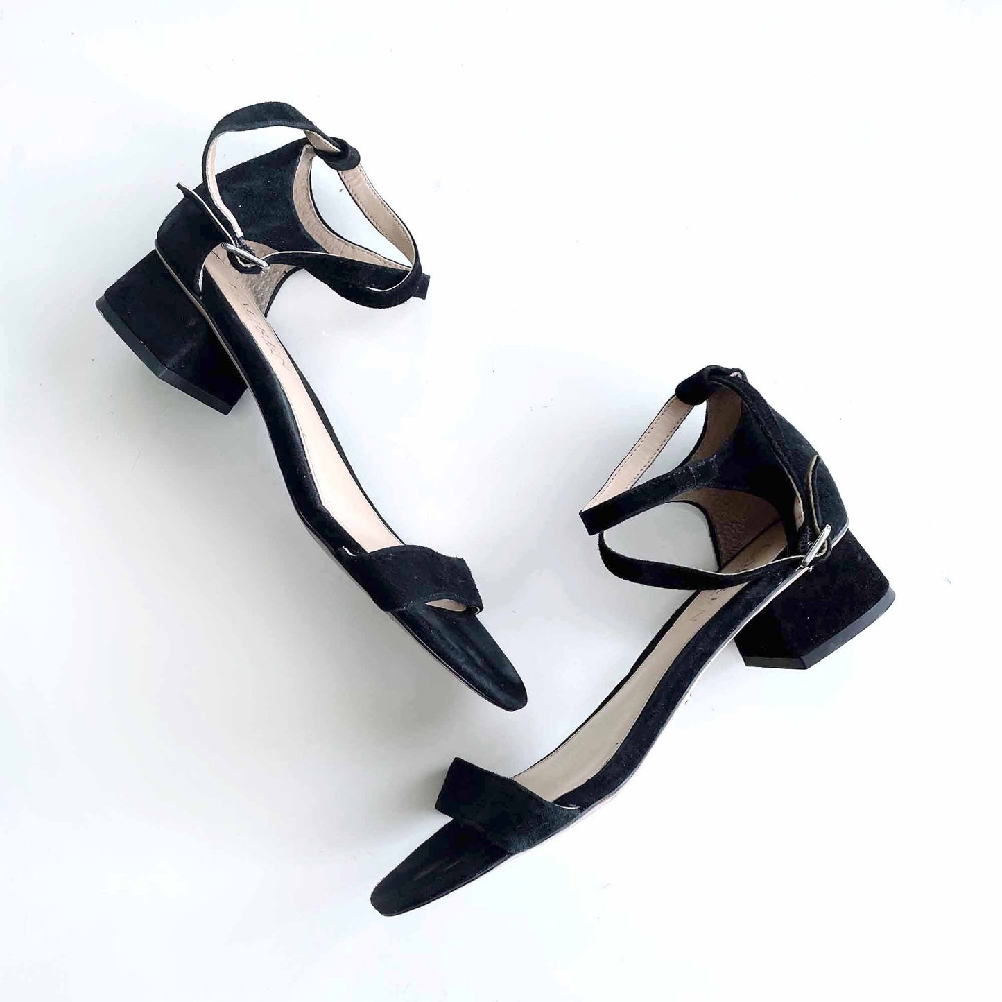 lauren ralph lauren black suede low heel sandals - size 6.5