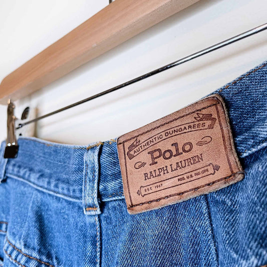 vintage 90's polo ralph lauren high rise dungarees denim skirt - size xs