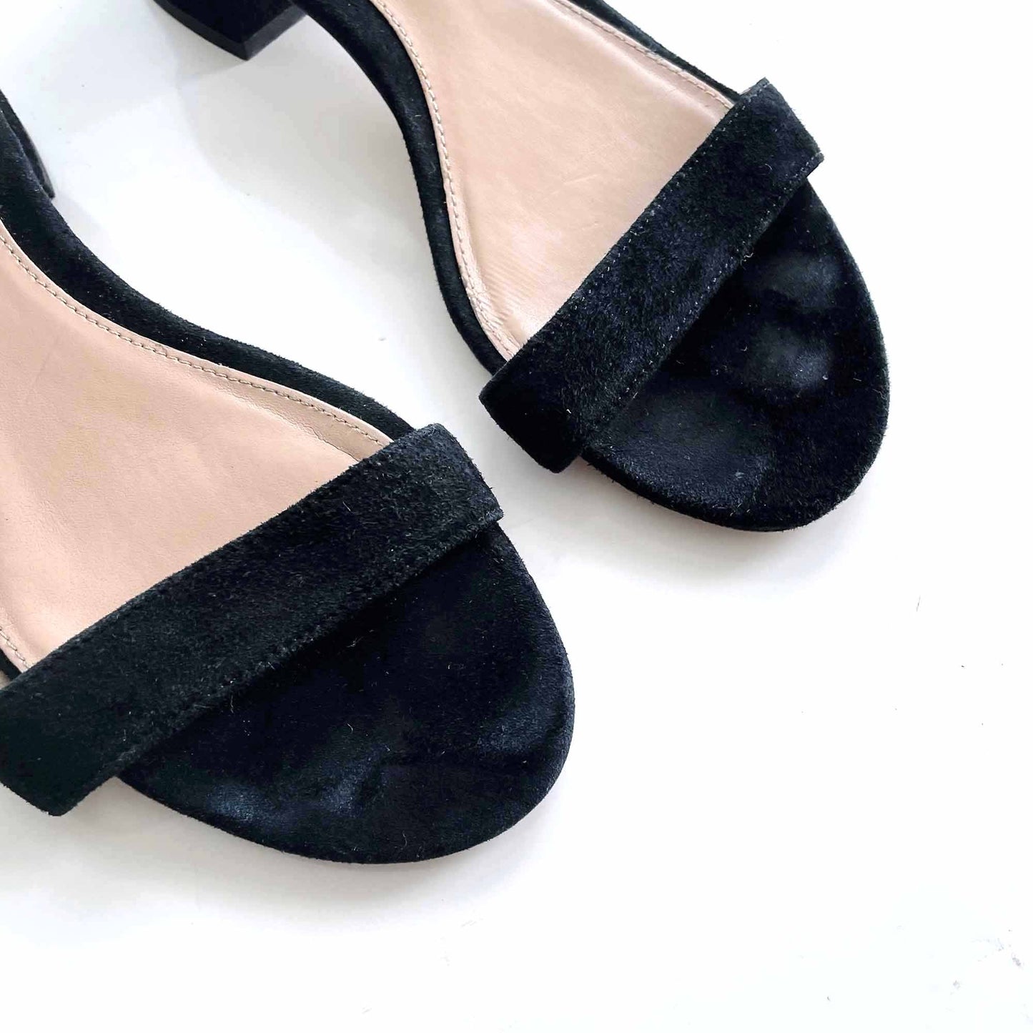 lauren ralph lauren black suede low heel sandals - size 6.5