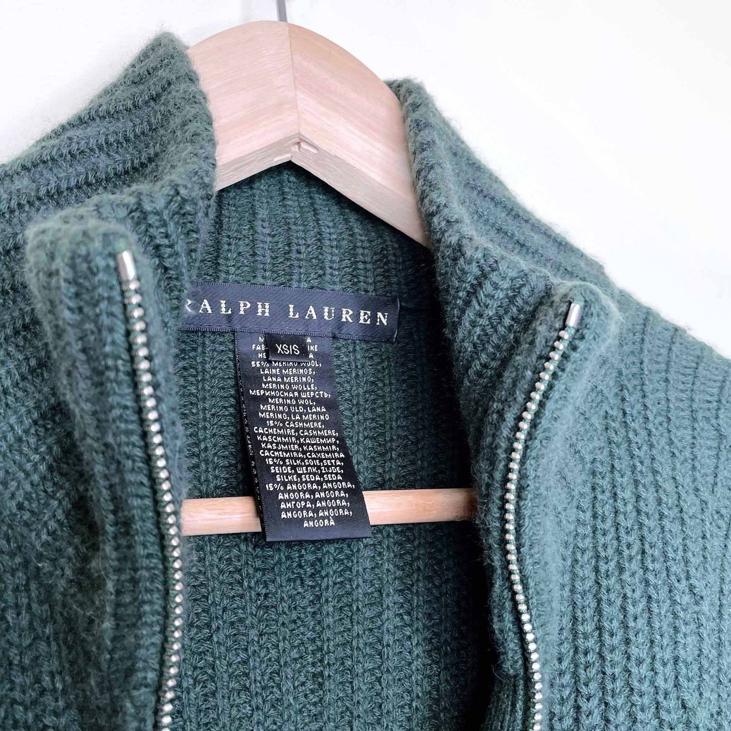 ralph lauren black label chunky ribbed knit wool-cashmere-silk cape - size xs/sm