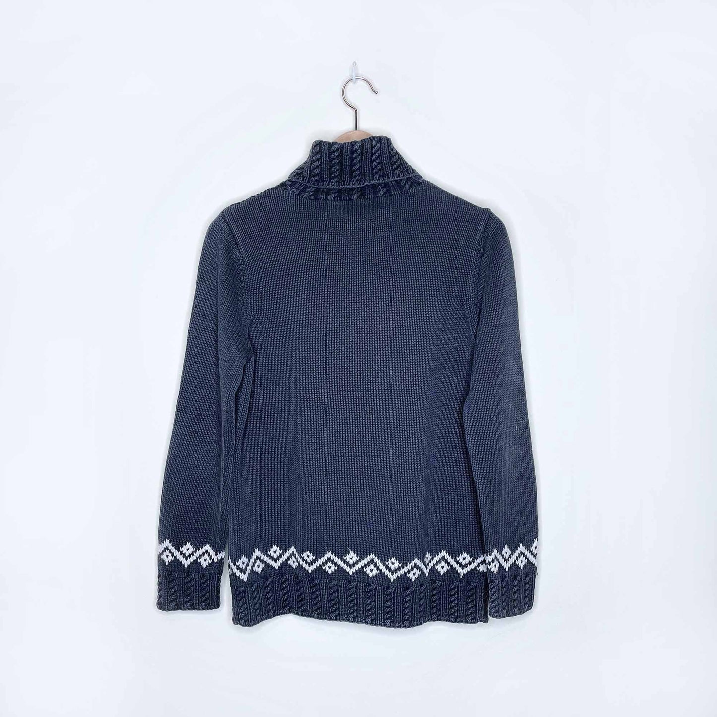 lauren ralph lauren hand-knit snowflake turtleneck - size small