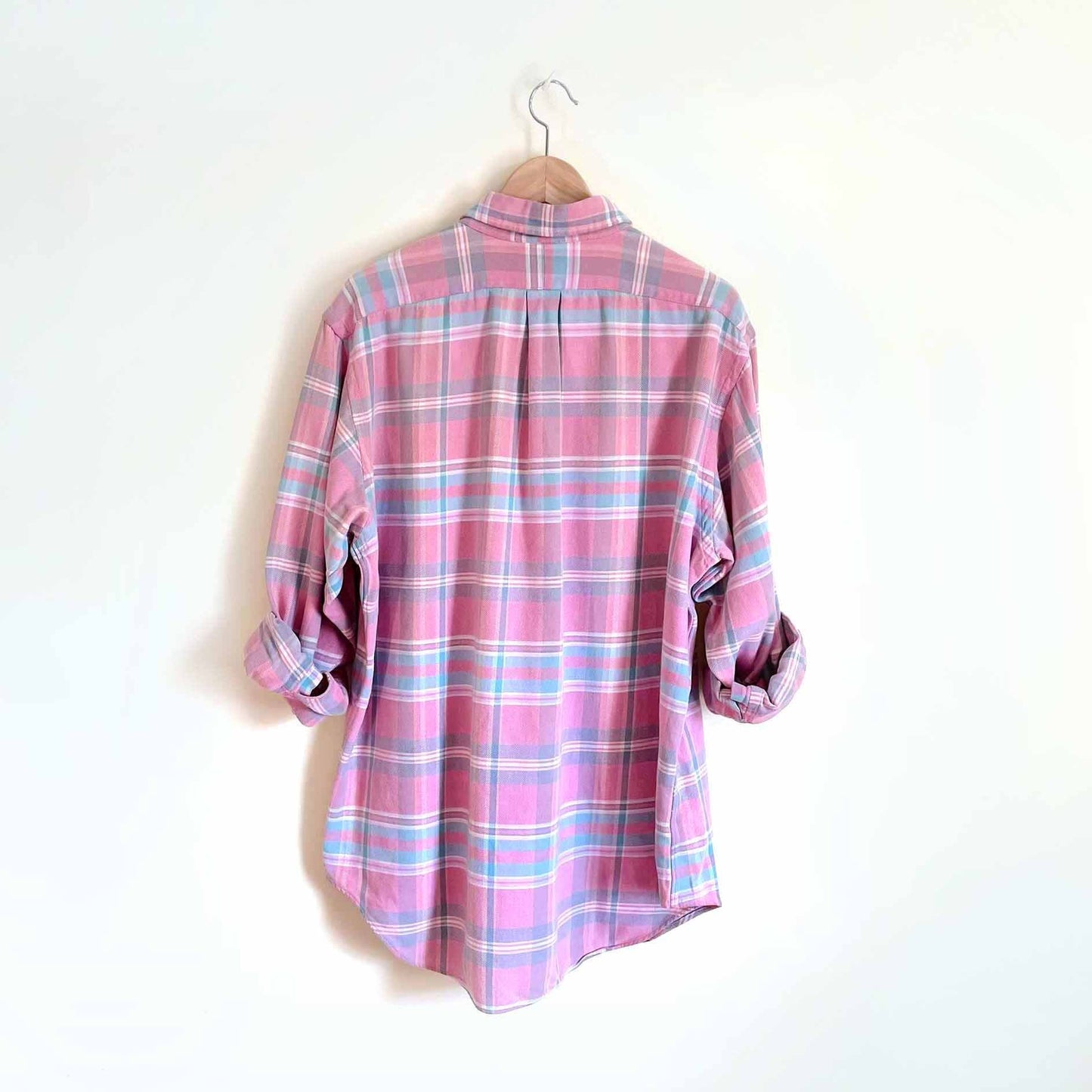 vintage ralph lauren pink madras button down shirt - size xl