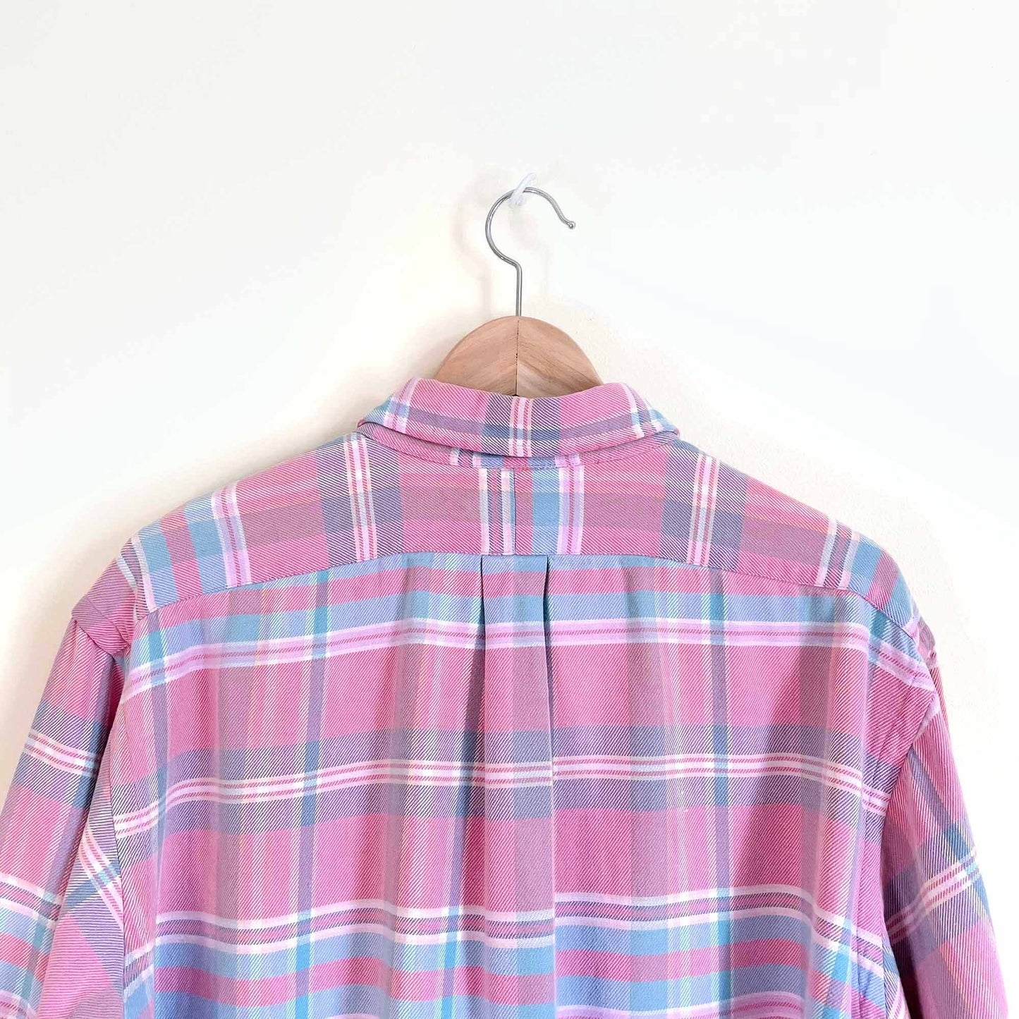 vintage ralph lauren pink madras button down shirt - size xl