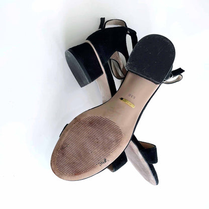 lauren ralph lauren black suede low heel sandals - size 6.5