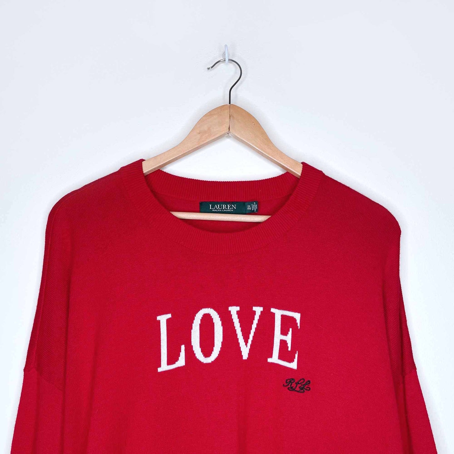 lauren ralph lauren red love sweater - size 2xl