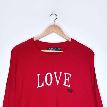 lauren ralph lauren red love sweater - size 2xl