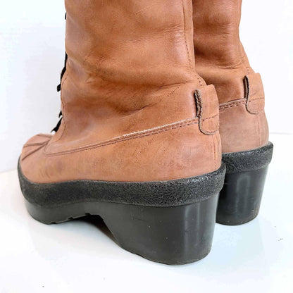 robert clergerie leather platform lace-up winter boots - size 9