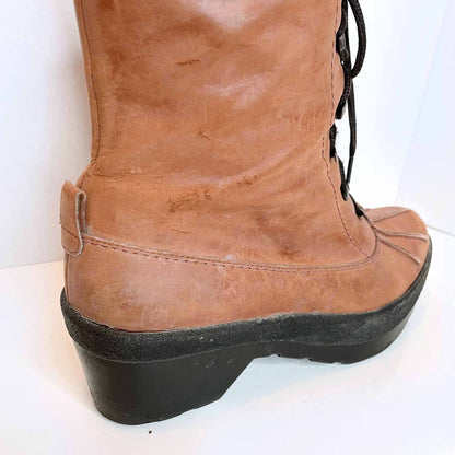 robert clergerie leather platform lace-up winter boots - size 9