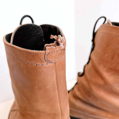 robert clergerie leather platform lace-up winter boots - size 9