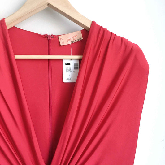 NWT Roberto Cavalli plunging v crystal snake dress - size 14