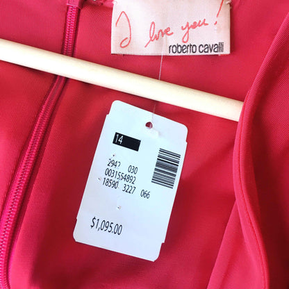 NWT Roberto Cavalli plunging v crystal snake dress - size 14