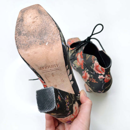 rodarte x opening ceremony floral lace-up booties - size 6
