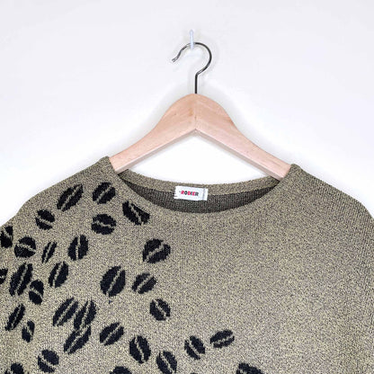 vintage rodier 80's coffee bean short sleeve knit sweater - size medium