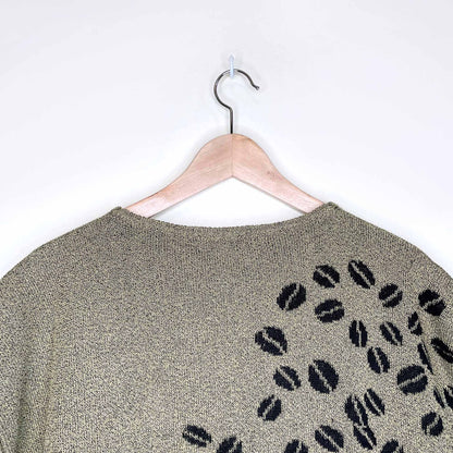 vintage rodier 80's coffee bean short sleeve knit sweater - size medium