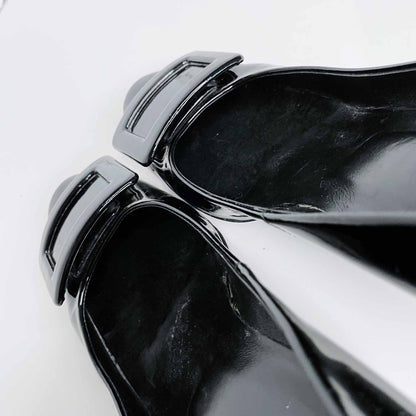 roger vivier black patent leather trompette pumps - size 36.5