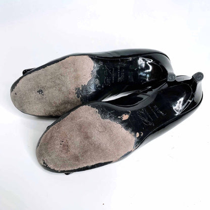 roger vivier black patent leather trompette pumps - size 36.5