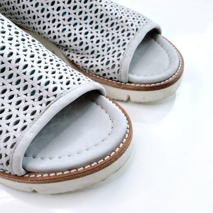 ron white perforated leather peep toe slingback sandals - size 37.5