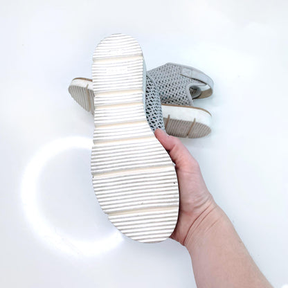 ron white perforated leather peep toe slingback sandals - size 37.5