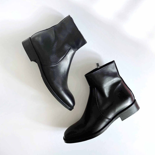 ron white black leather flat ankle boots - size 35