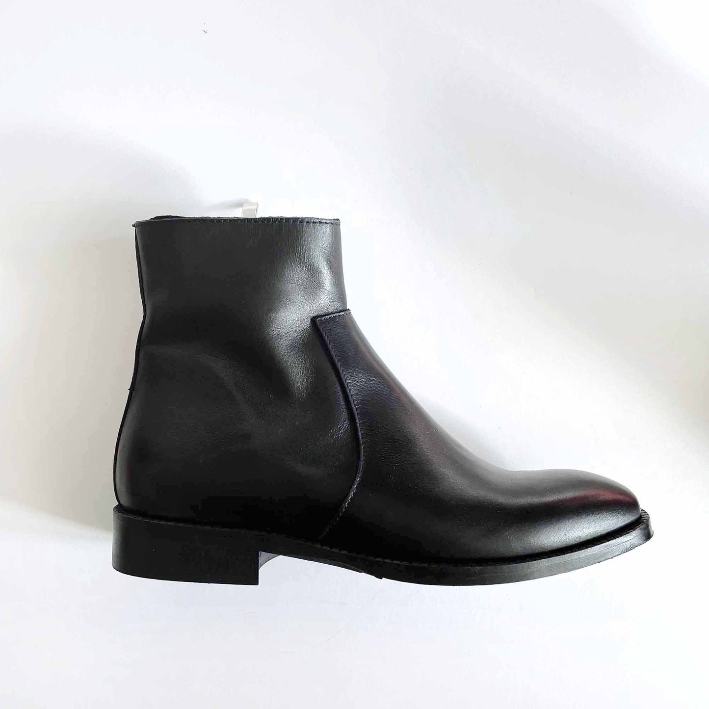 ron white black leather flat ankle boots - size 35