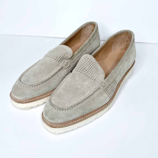 nwt ron white cashmere suede wazzy driving loafer - size 40