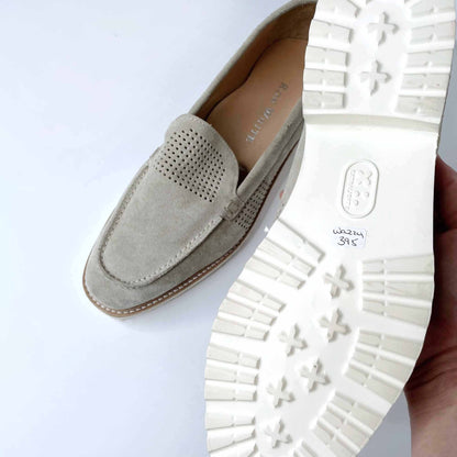 nwt ron white cashmere suede wazzy driving loafer - size 40