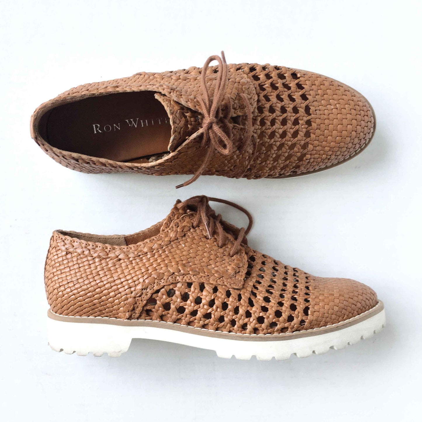 Ron White Signature braided leather lace-up loafer - size 7