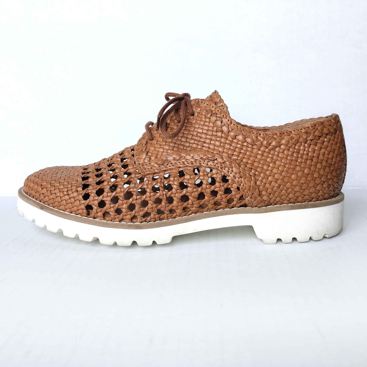 Ron White Signature braided leather lace-up loafer - size 7