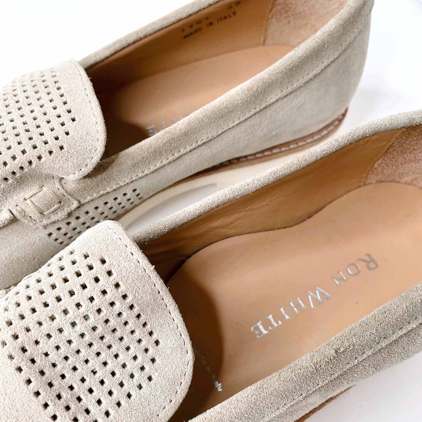 nwt ron white cashmere suede wazzy driving loafer - size 40