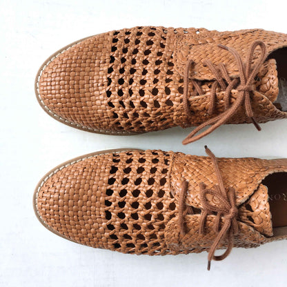 Ron White Signature braided leather lace-up loafer - size 7