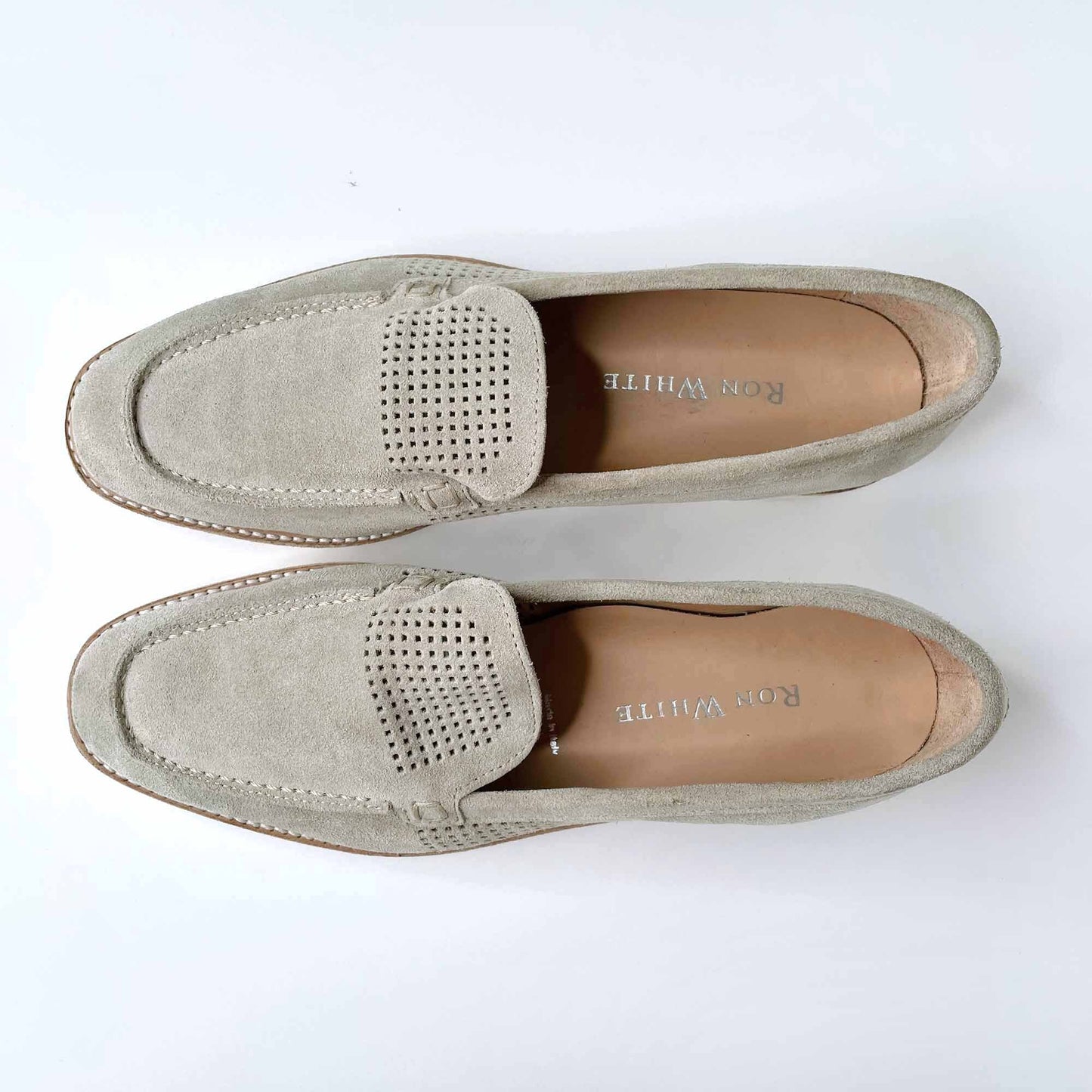 nwt ron white cashmere suede wazzy driving loafer - size 40