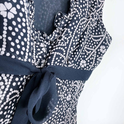 ronit zilkha chiffon tie ruffle clover sleeveless top - size 10