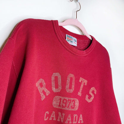 vintage 90s roots red graphic cropped sweatshirt - size medium
