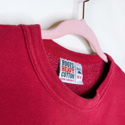 vintage 90s roots red graphic cropped sweatshirt - size medium