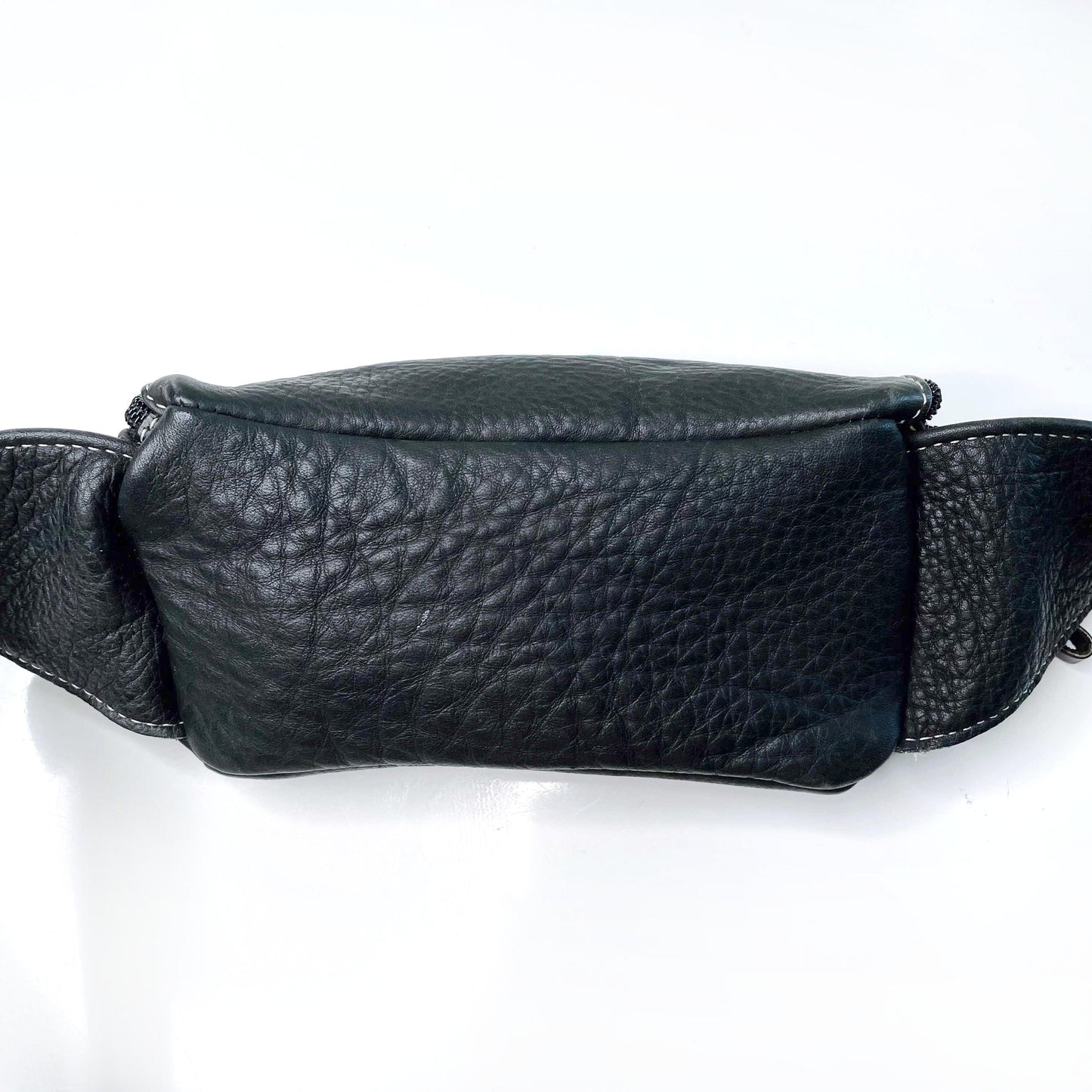 roots black pebbled leather mini belt bag