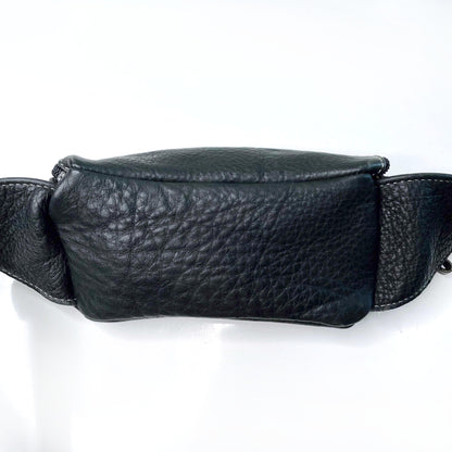 roots black pebbled leather mini belt bag