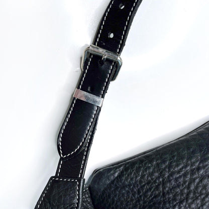 roots black pebbled leather mini belt bag
