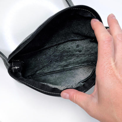 roots black pebbled leather mini belt bag