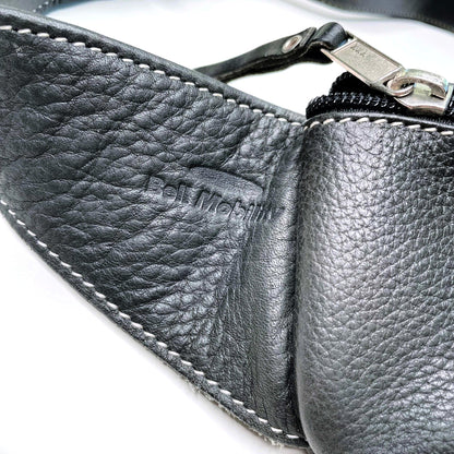 roots black pebbled leather mini belt bag