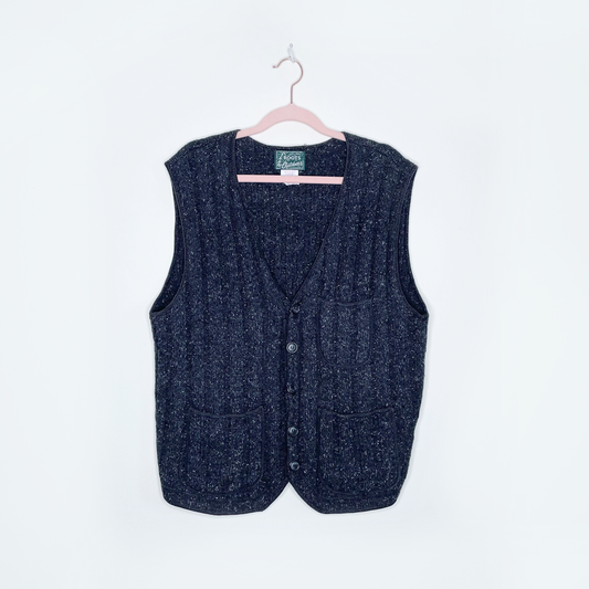 vintage 60s 70s roots outdoors wool-silk blend ribbed knit vest - size l/xl