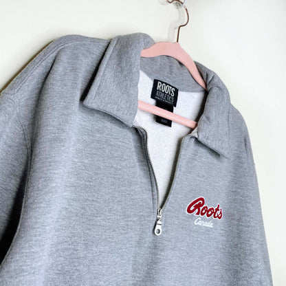 vintage 90s roots 1/4 zip grey sweatshirt - size large