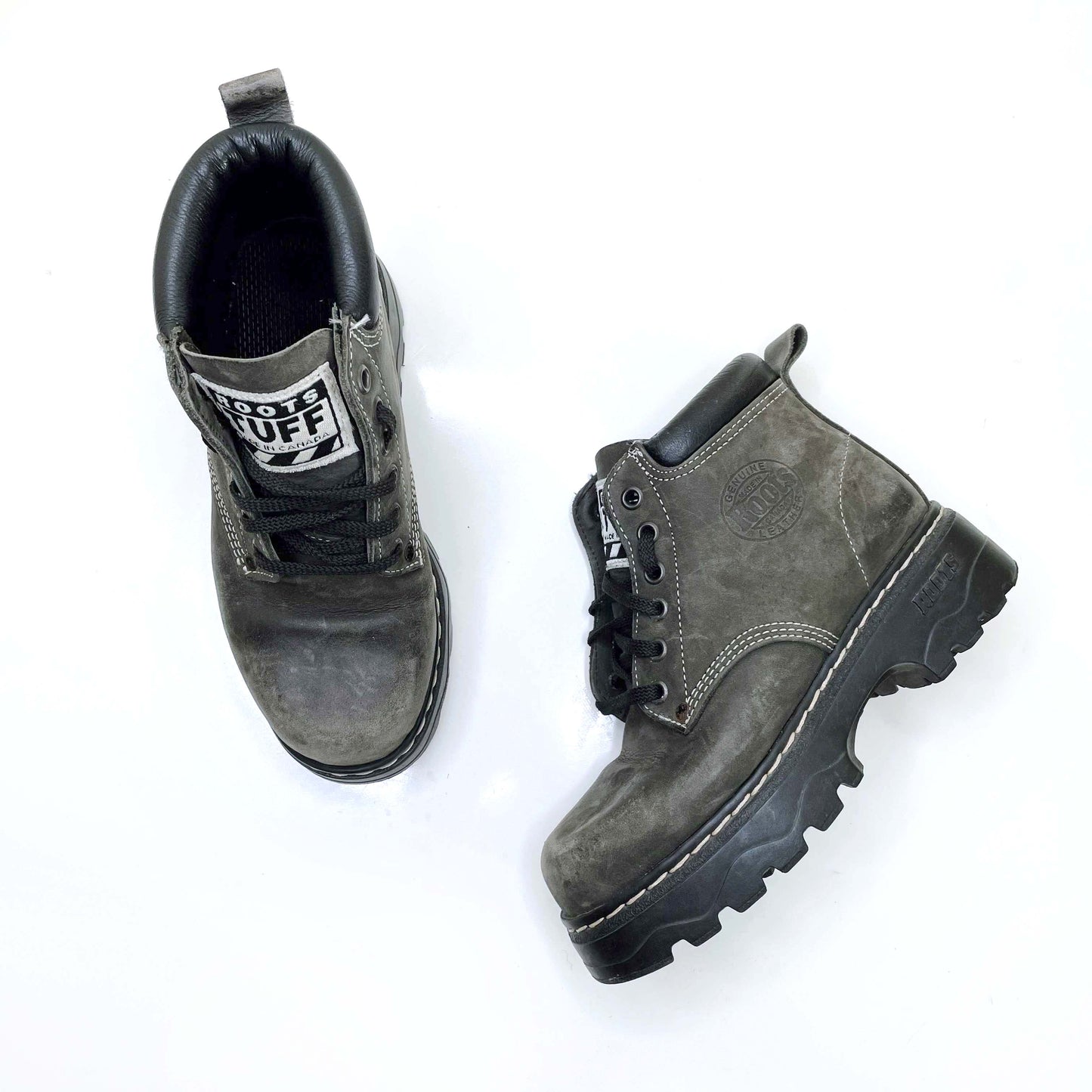 vintage roots tuff 90's lace-up hiking boots - size 5