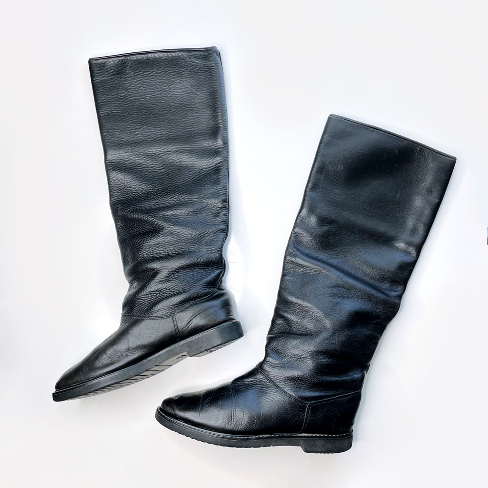 roots black tall leather boots - size 9