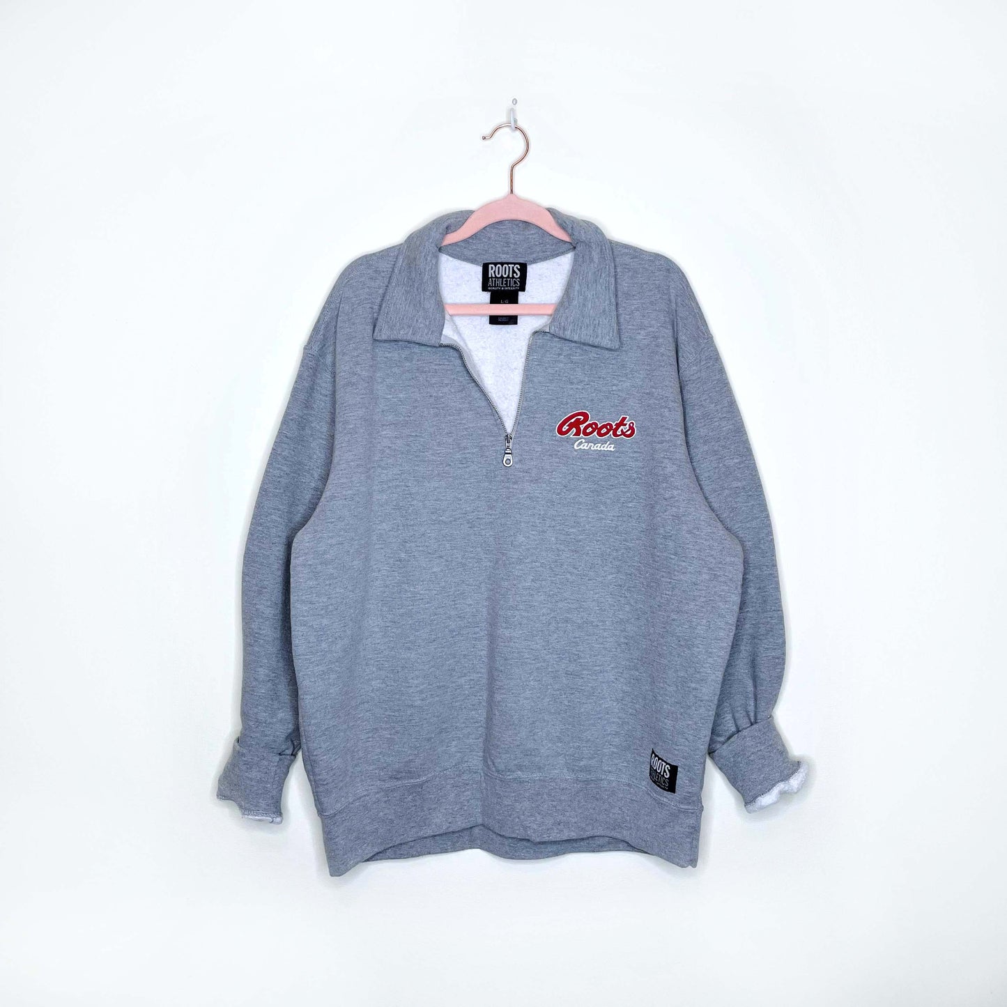 vintage 90s roots 1/4 zip grey sweatshirt - size large