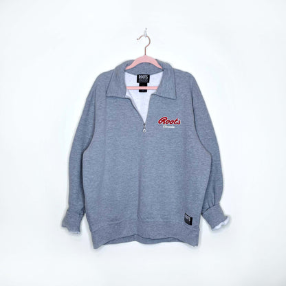vintage 90s roots 1/4 zip grey sweatshirt - size large