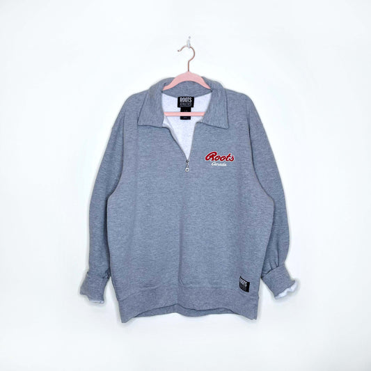 vintage 90s roots 1/4 zip grey sweatshirt - size large