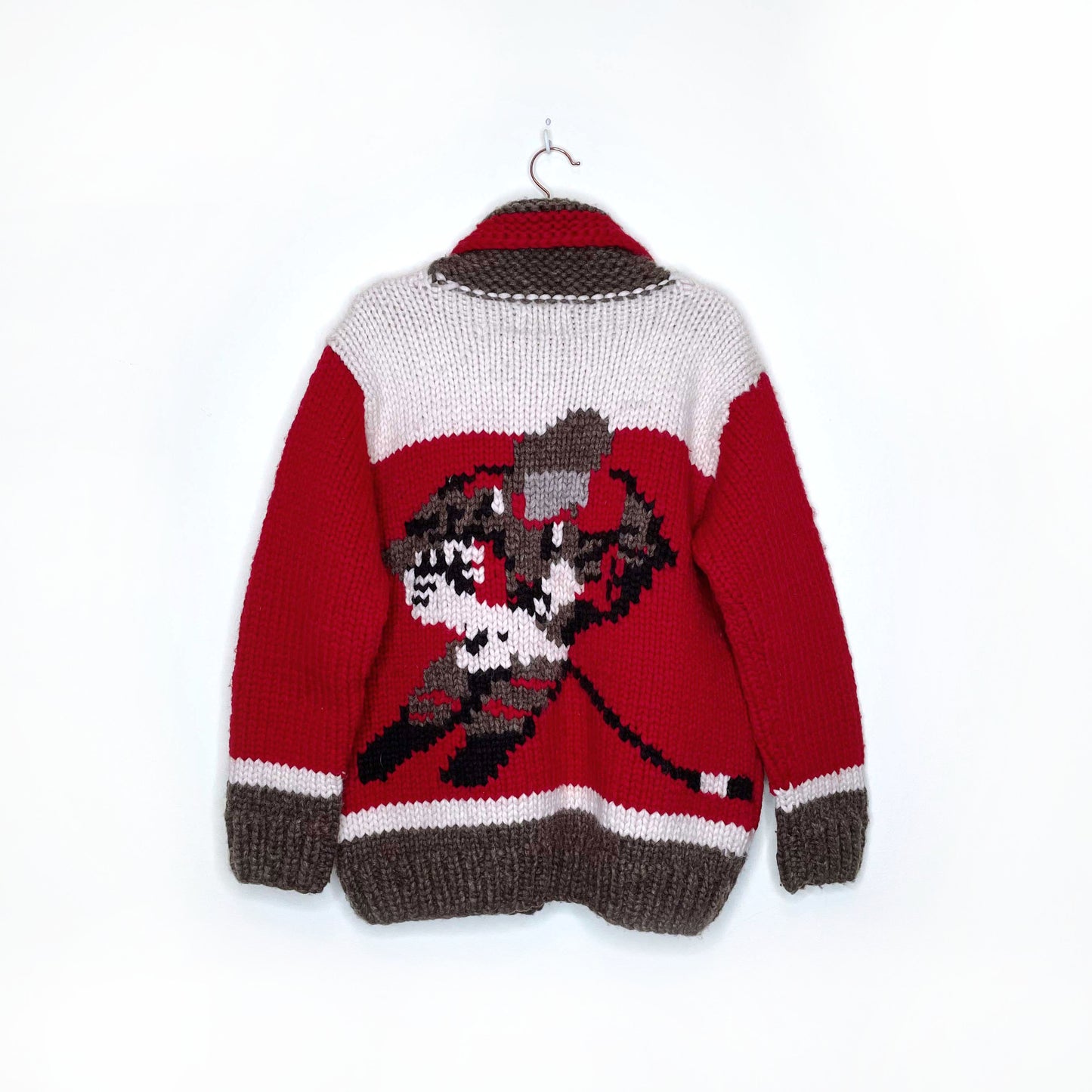 roots hockey chunky knit cowichan cardigan sweater - size medium